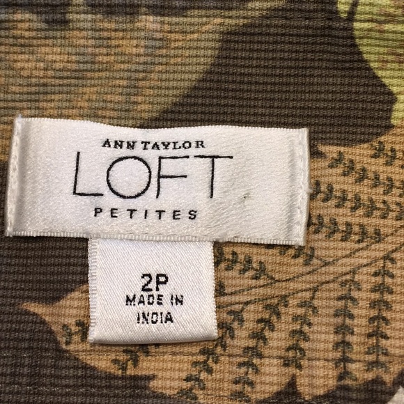 Loft Skirt Olive Green Brown Fern Print Size 2 Petite - Picture 3 of 5